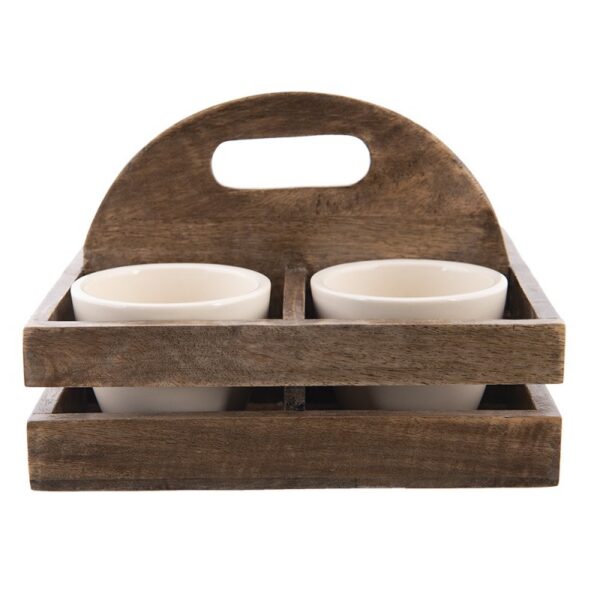 Bloempot Set van 4 24x24x17 cm Bruin Hout Plantenpot