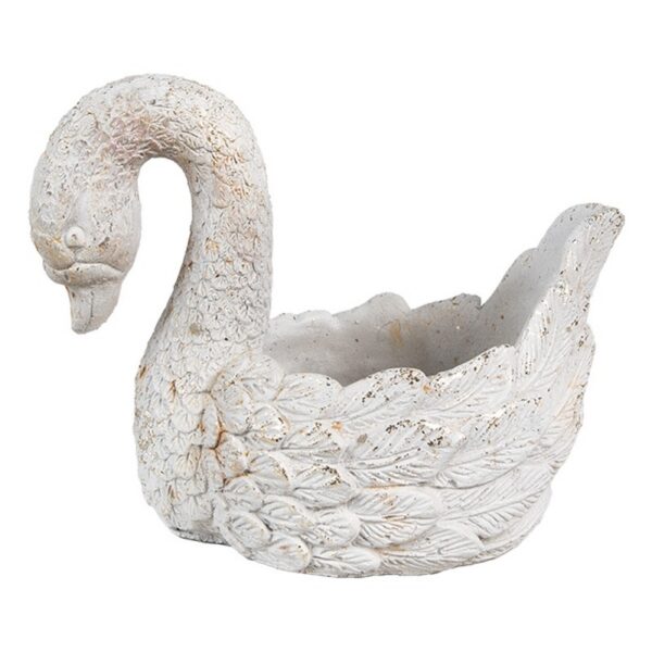 Bloempot Zwaan 19x11x15 cm Wit Steen