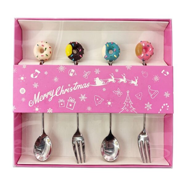 Dessert Bestek SET 4 Zilverkleurig Metaal Kerst Decoratie Kerst