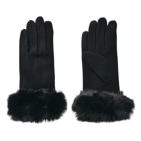 Handschoenen met imitatiebont 9x23 cm Zwart Polyester