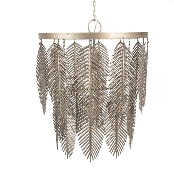 Hanglamp Ø 42x52 cm Goudkleurig Grijs IJzer Bladeren Hanglamp Eettafel