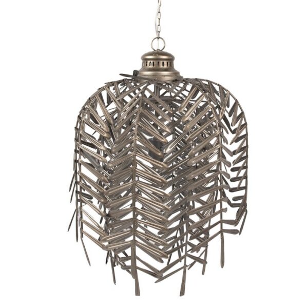 Hanglamp Ø 49x66 cm Goudkleurig Grijs IJzer Bladeren Hanglamp Eettafel