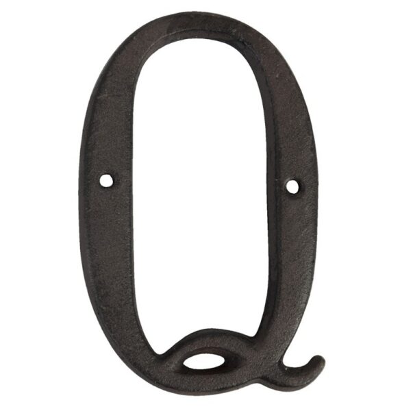 IJzeren Letter Q 13 cm Bruin IJzer Decoratie Letters