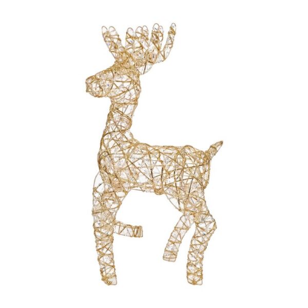 Kerstdecoratie met LED-verlichting Hert 38x15x76 cm / 3xAA Goudkleurig Metaal