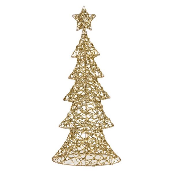 Kerstdecoratie met LED-verlichting Kerstboom 30x10x61 cm / 3xAA Goudkleurig Kunststof