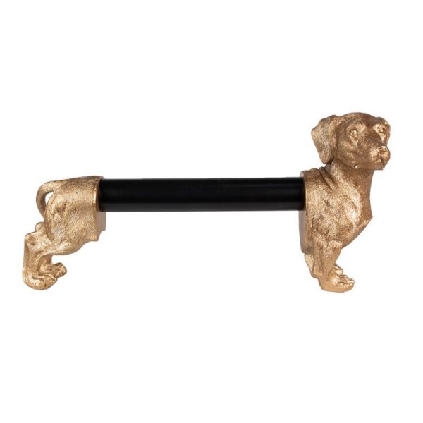 Keukenrolhouder Hond 46x15x23 cm Goudkleurig Zwart Polyresin Rollenhouder