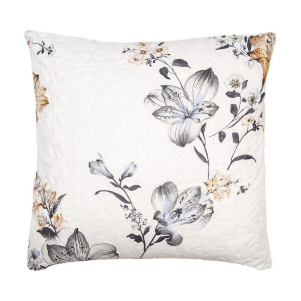 Kussenhoes 50x50 cm Wit Grijs Polyester Bloemen Sierkussenhoes