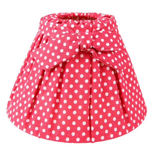 Lampenkap Ø 22x14 cm Rood Wit Linnen Stippen Stoffen Lampenkap