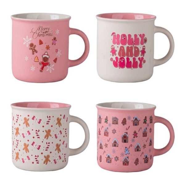 Mok Set van 4 380 ML Wit Porselein