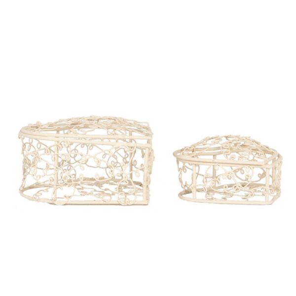 Opbergmand Set van 2 10X10X6 / 8X8X5 cm Wit Metaal