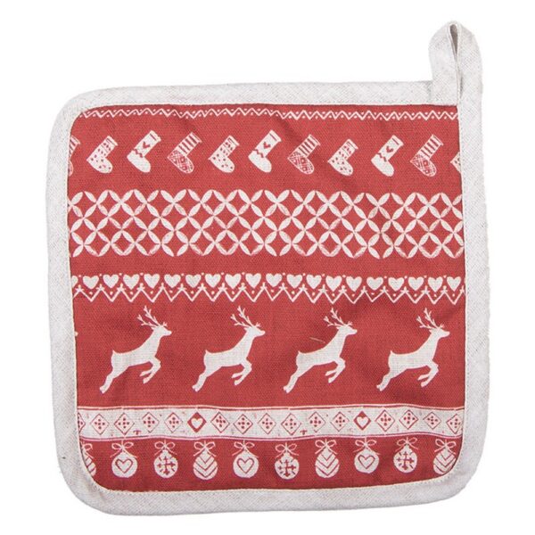 Pannenlap 20x20 cm Rood Katoen Hert