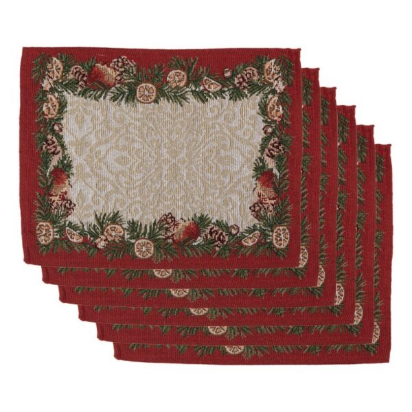 Placemats Set van 6 33x45 cm Beige Polyester