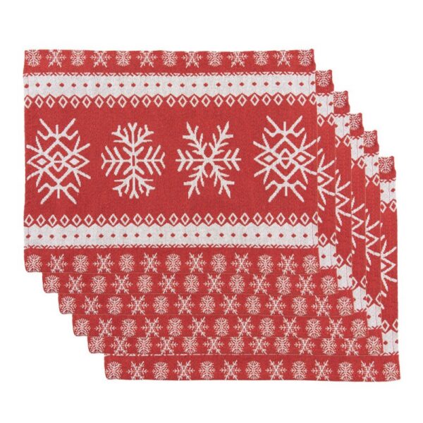 Placemats Set van 6 33x45 cm Rood Polyester