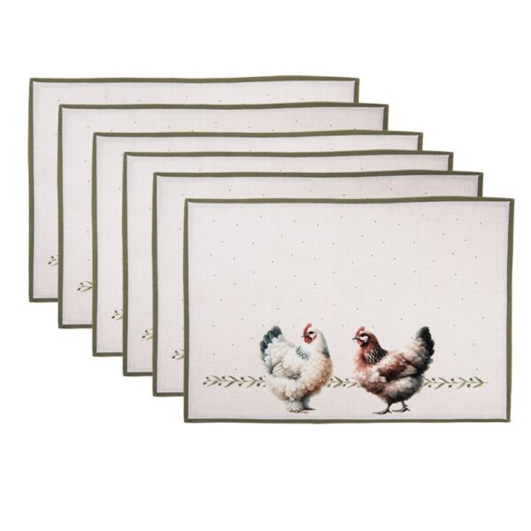 Placemats Set van 6 48x35 cm Beige Katoen