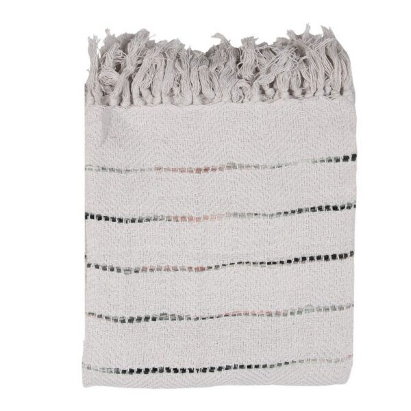 Plaid 125x150 cm Beige Zwart Katoen Strepen Deken