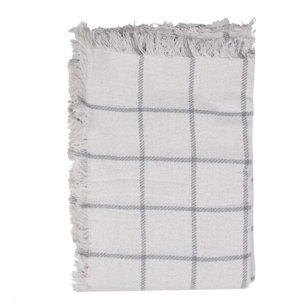 Plaid 125x150 cm Wit Grijs Katoen Strepen Deken