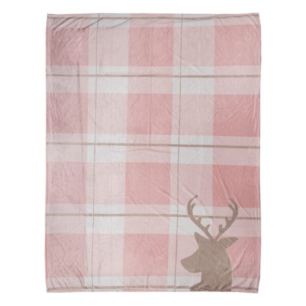 Plaid 130x170 cm Roze Wit Polyester Rendier Deken