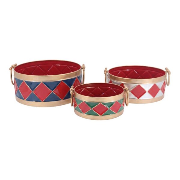 Plantenbak Set van 3 Rood Metaal