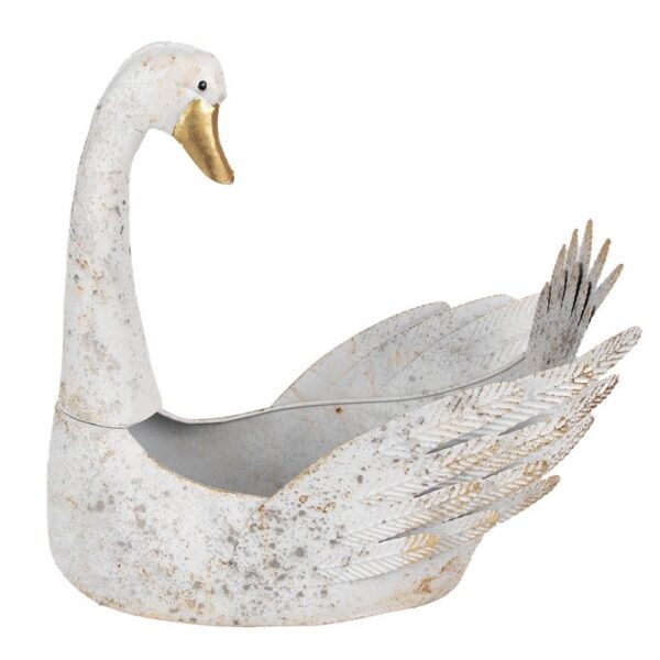 Planthouder Zwaan 44x26x43 cm Wit Metaal