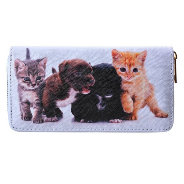 Portemonnee 19x10 cm Wit Kunststof Kat en Hond