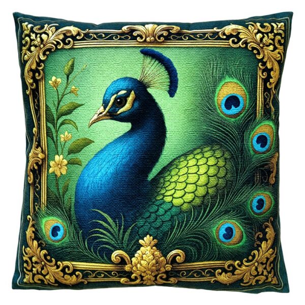 Sierkussen 45x45 cm Groen Polyester Pauw