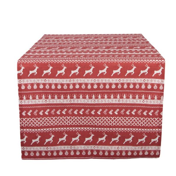 Tafelloper 50x140 cm Rood Katoen Hert