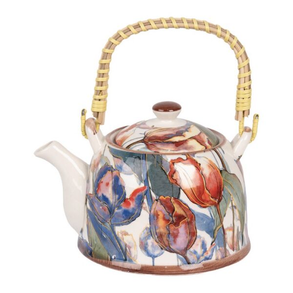 Theepot met Filter 800 ml Wit Blauw Keramiek