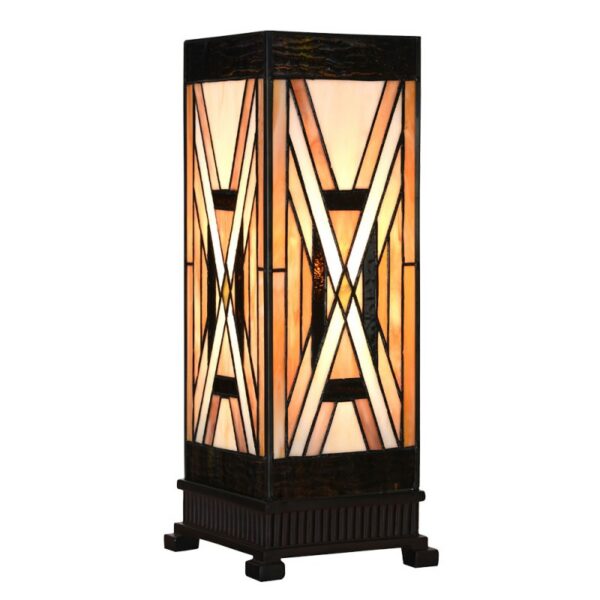 Tiffany Tafellamp 17x17x44 cm Bruin Glas