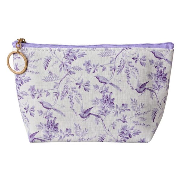Toilettas Dames 21x5x13 cm Wit Paars Synthetisch Bloemen