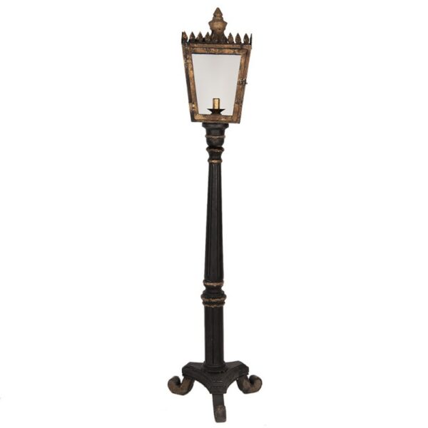 Vloerlamp 44x40x172 cm Zwart Goudkleurig Hout Staande Lamp