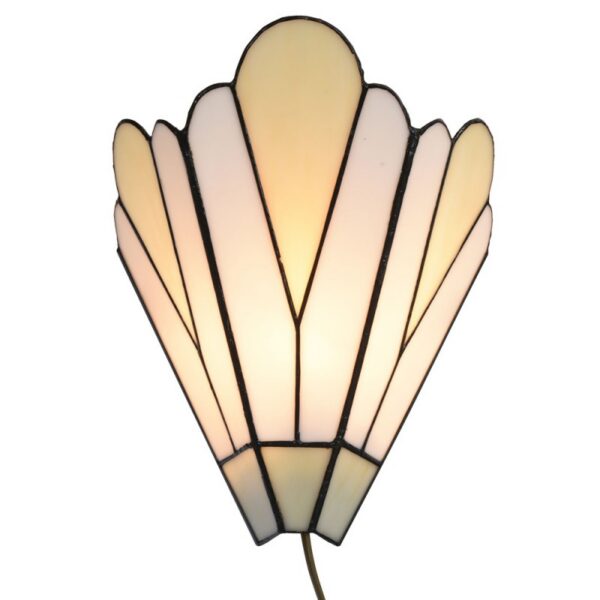 Wandlamp Tiffany 20x10x29 cm Wit Beige Glas