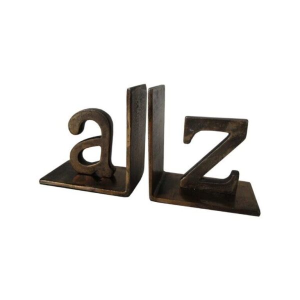 ADC Boekensteunen woondecoratie A Z metaal glanzend antiek messing 15 cm hoog