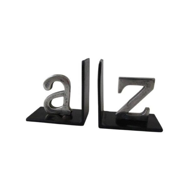 ADC Boekensteunen woondecoratie A Z metaal Old metaal/zwart 15 cm hoog