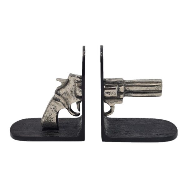ADC Boekensteunen woondecoratie metaal Gun Old metaal/zwart 16 cm hoog
