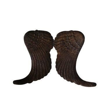ADC Wanddecoratie veren set van 2 metaal glanzend antiek messing 54 cm hoog