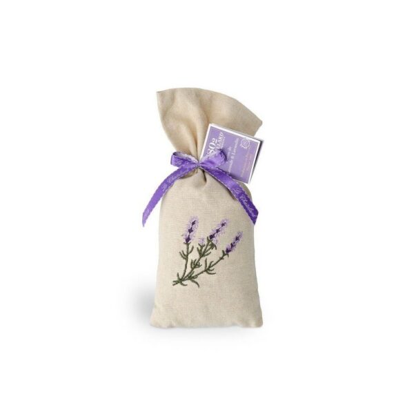 Le Chatelard lavendelzakje / lavandin - Embroidered Linen Bag 50 G Lavender And Lavandin Flowers