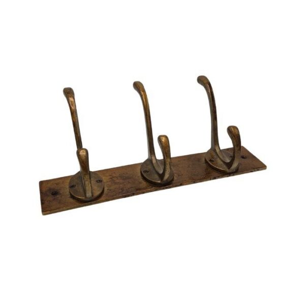 ADC Wandhaak met 3 haken Mallorca glanzend antiek messing
