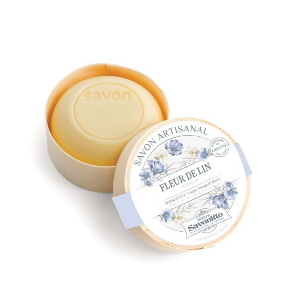 Maître Savonitto - Vlasbloem zeep in houten doosje 100g