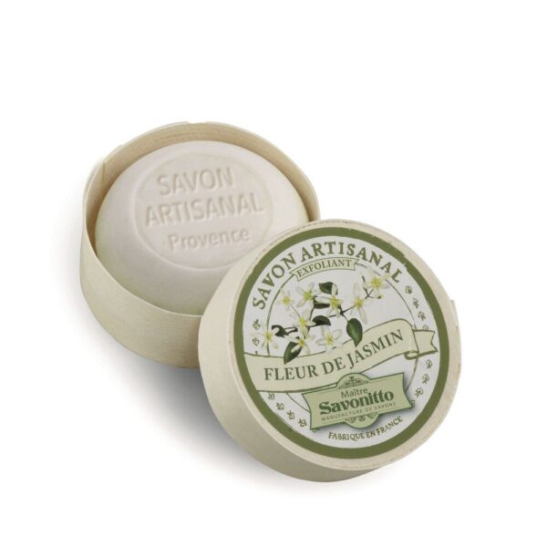 Maître Savonitto - Jasmine scrub zeep in houten doosje 100g