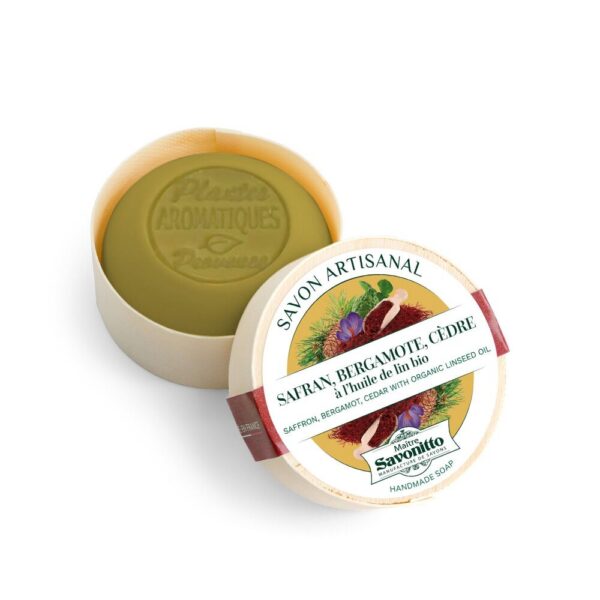Maître Savonitto - Saffraan, bergamot en ceder zeep in houten doosje 100g